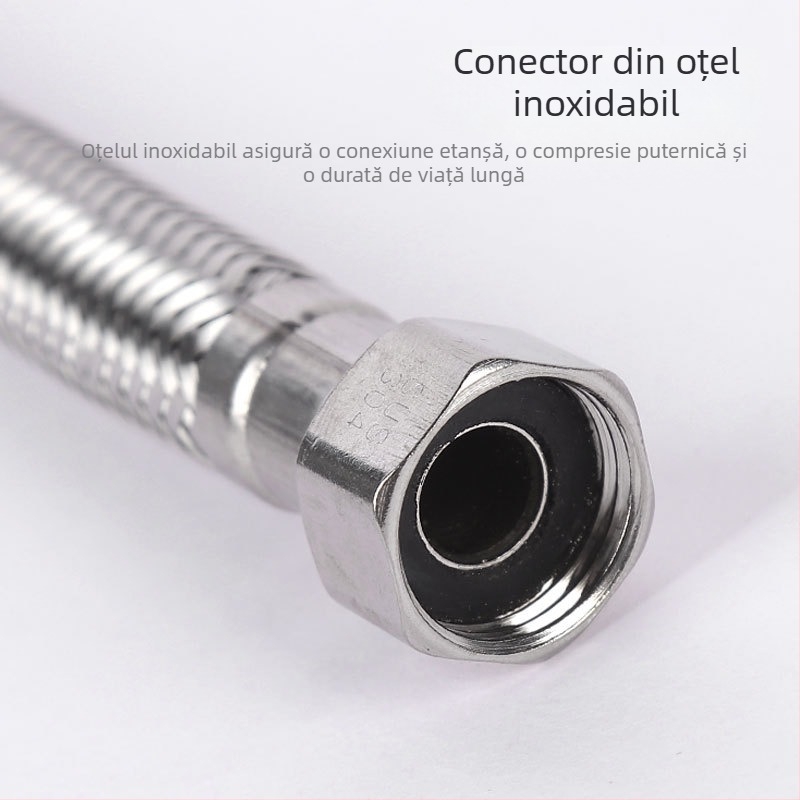 Tubă de intrare apă din oțel inoxidabil 304, împletită, cu capete duble, rezistentă la explozii, pentru boiler, 90°C, presiune nominală 10