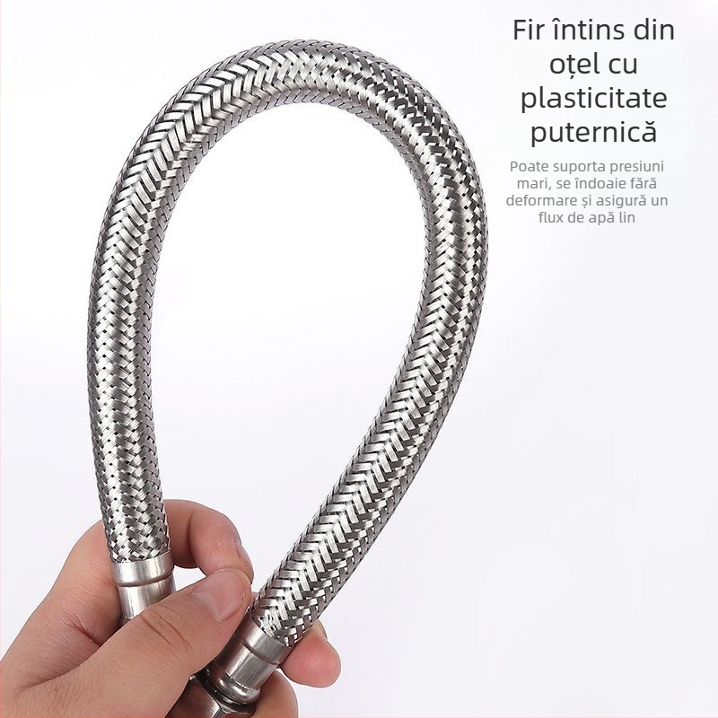 Tubă de intrare apă din oțel inoxidabil 304, împletită, cu capete duble, rezistentă la explozii, pentru boiler, 90°C, presiune nominală 10