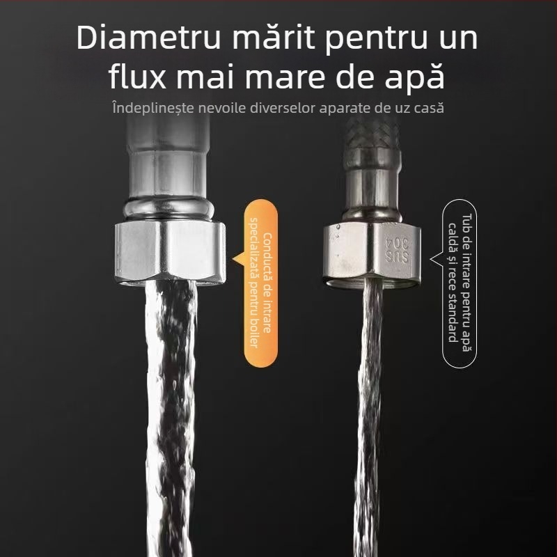Tubă de intrare apă din oțel inoxidabil 304, împletită, cu capete duble, rezistentă la explozii, pentru boiler, 90°C, presiune nominală 10