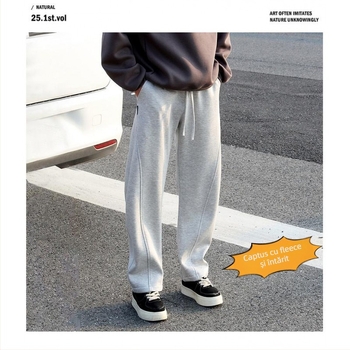 Pantaloni casual pentru bărbați, croială dreaptă, talie înaltă, țesătură din fibre de bambus și bumbac, elasticitate ridicată, primăvara 2025