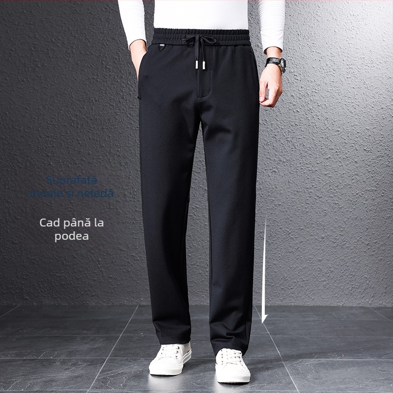 Pantaloni casual pentru bărbați, drepti, talie înaltă, țesătură din amestec de viscoză, potriviți pentru primăvară și toamnă