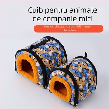 Cuib pentru hamster, din bumbac, formă circulară, portabil, pentru interior, stil desen animat