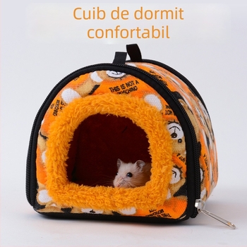 Cuib pentru hamster, din bumbac, formă circulară, portabil, pentru interior, stil desen animat