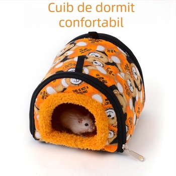 Cuib pentru hamster, din bumbac, formă circulară, portabil, pentru interior, stil desen animat