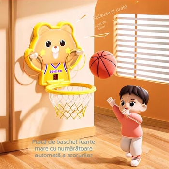 Ramă de baschet suspendată cu senzor inteligent și temporizator, construcție din plastic, pentru copii, utilizare în interior