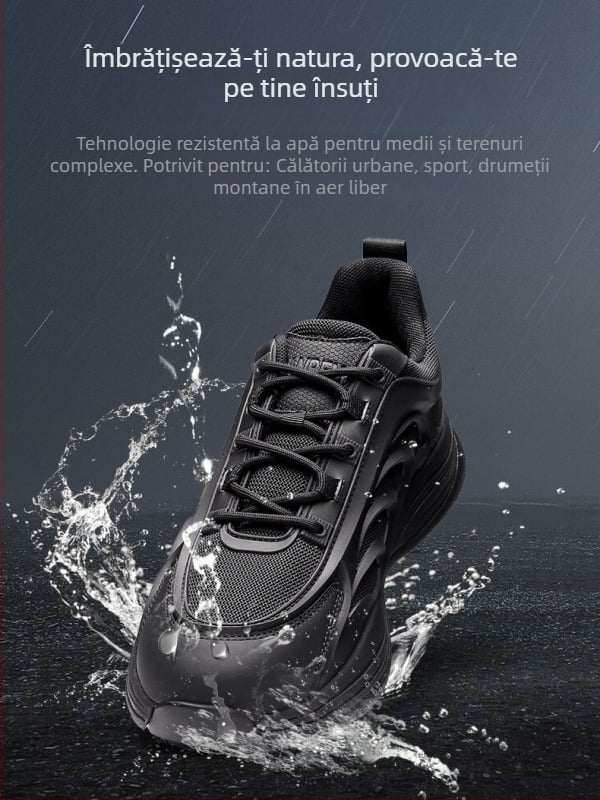 Pantofi de antrenament unisex pentru exterior - suprafețe din piele naturală + plasă, talpă EVA medie, talpă EVA, anti-alunecare, talpă joasă, închidere cu șiret în față