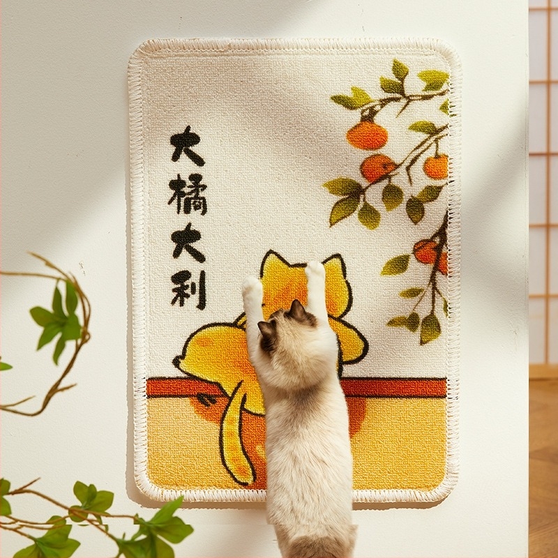 Placă de zgâriere pentru pisici, stil desen animat, material loop velvet, montare pe perete, jucărie verticală