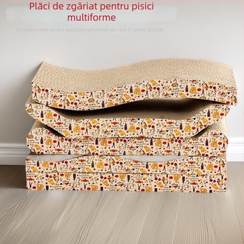 Placă de zgâriere pentru pisici din hârtie ondulată îngroșată, cu cuib pentru pisici, rezistentă la zgârieturi și mușcături, jucărie pentru distracție autonomă