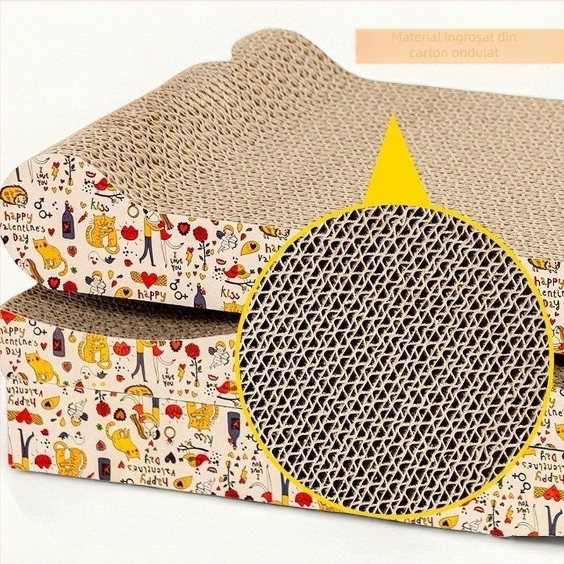 Placă de zgâriere pentru pisici din hârtie ondulată îngroșată, cu cuib pentru pisici, rezistentă la zgârieturi și mușcături, jucărie pentru distracție autonomă