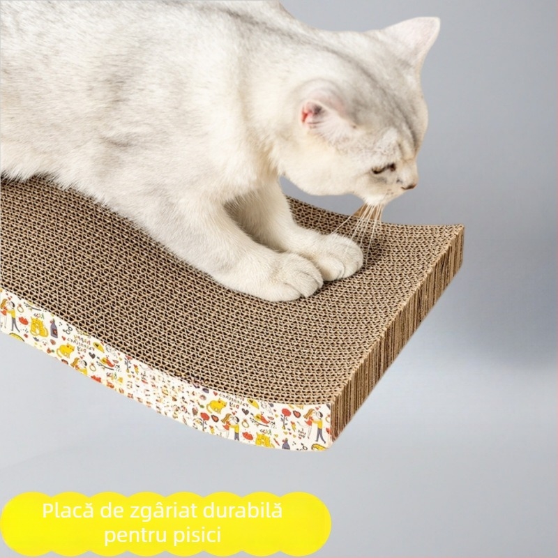 Placă de zgâriere pentru pisici din hârtie ondulată îngroșată, cu cuib pentru pisici, rezistentă la zgârieturi și mușcături, jucărie pentru distracție autonomă