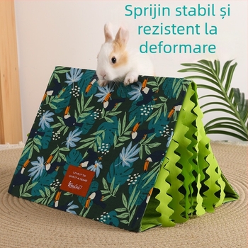 Adăpost pentru animale mici și tunel triunghiular, material: pânză, design de siguranță cu ciucuri triunghiulari, potrivit pentru cobai și iepuri, origine: Linyi, Shandong, marcă: Mr. du