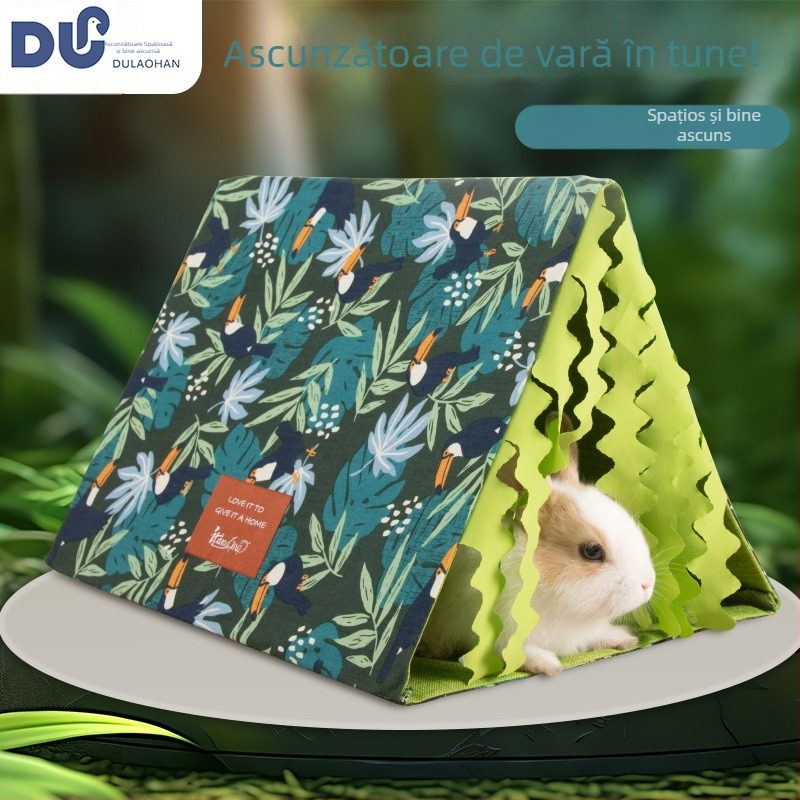 Adăpost pentru animale mici și tunel triunghiular, material: pânză, design de siguranță cu ciucuri triunghiulari, potrivit pentru cobai și iepuri, origine: Linyi, Shandong, marcă: Mr. du