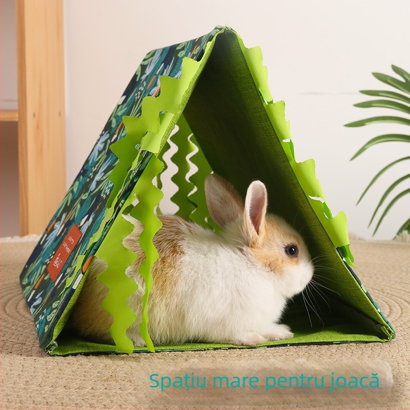 Adăpost pentru animale mici și tunel triunghiular, material: pânză, design de siguranță cu ciucuri triunghiulari, potrivit pentru cobai și iepuri, origine: Linyi, Shandong, marcă: Mr. du