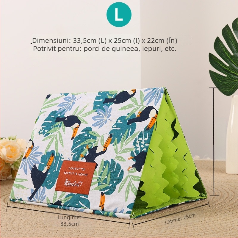 Adăpost pentru animale mici și tunel triunghiular, material: pânză, design de siguranță cu ciucuri triunghiulari, potrivit pentru cobai și iepuri, origine: Linyi, Shandong, marcă: Mr. du
