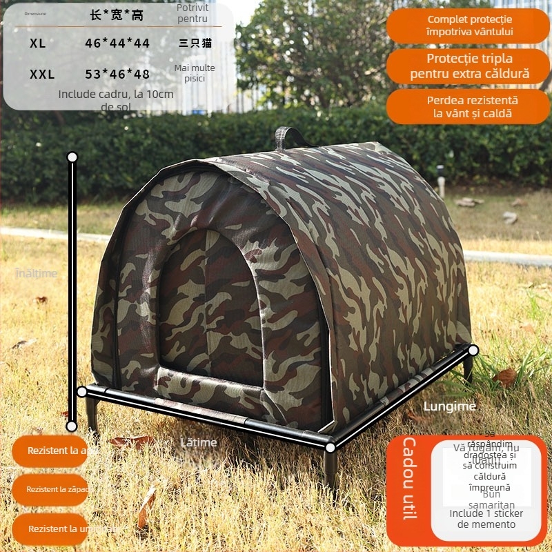 Cuib pentru pisici din Oxford, închis, impermeabil, cald, pentru interior și exterior, potrivit pentru iarnă, primăvară și toamnă.