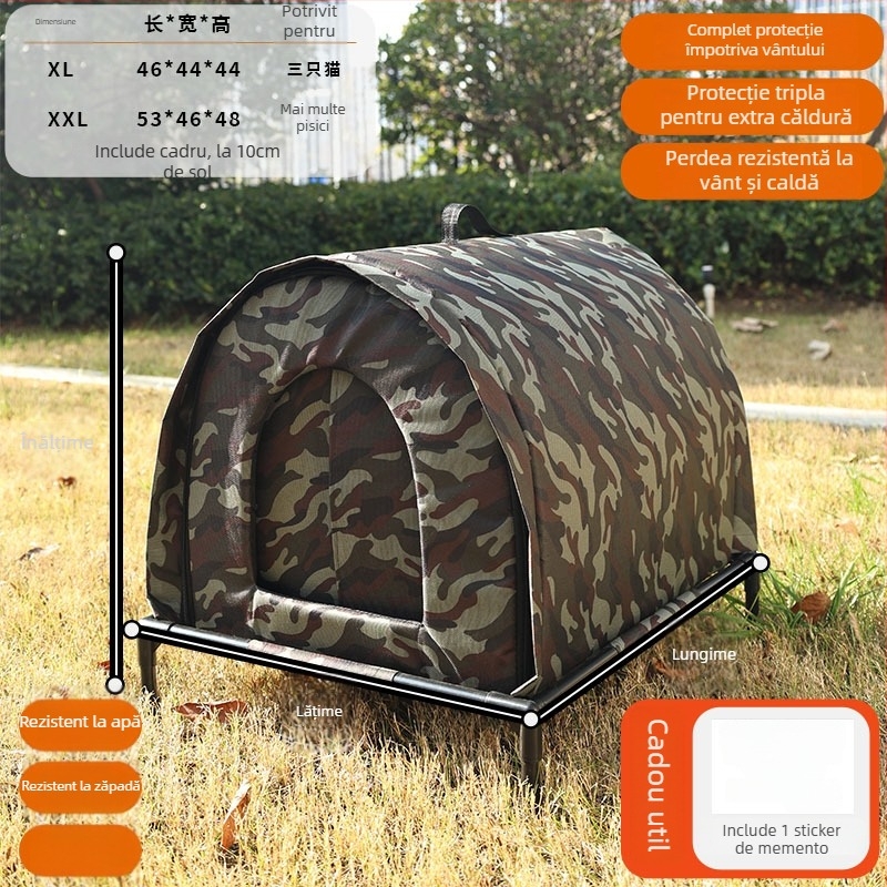 Cuib pentru pisici din Oxford, închis, impermeabil, cald, pentru interior și exterior, potrivit pentru iarnă, primăvară și toamnă.