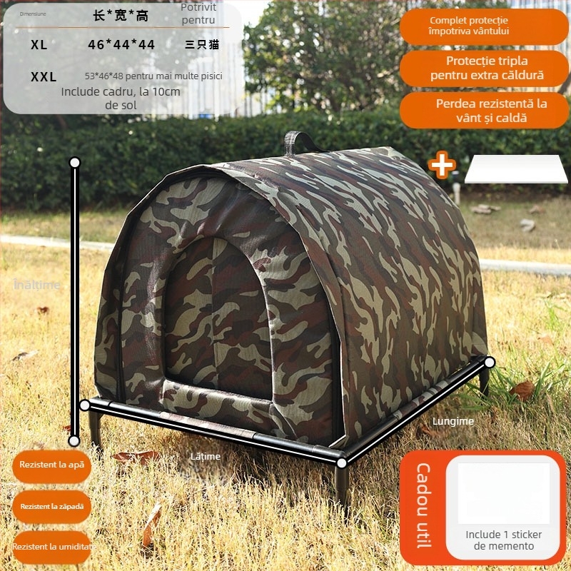 Cuib pentru pisici din Oxford, închis, impermeabil, cald, pentru interior și exterior, potrivit pentru iarnă, primăvară și toamnă.