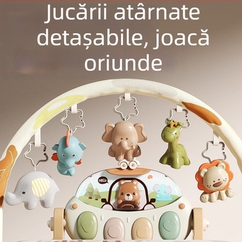 Gimnastică pentru bebeluși cu pian cu pedale – jucărie din plastic pentru 0–3 ani, 11 funcții