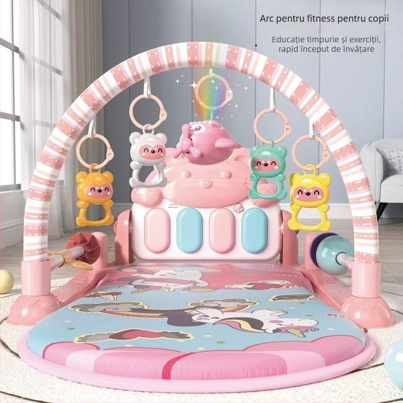 Gimnastică pentru bebeluși cu pian cu pedale – jucărie din plastic pentru 0–3 ani, 11 funcții