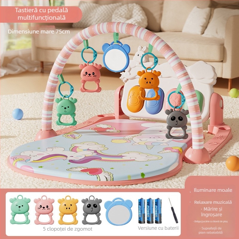 Gimnastică pentru bebeluși cu pian cu pedale – jucărie din plastic pentru 0–3 ani, 11 funcții