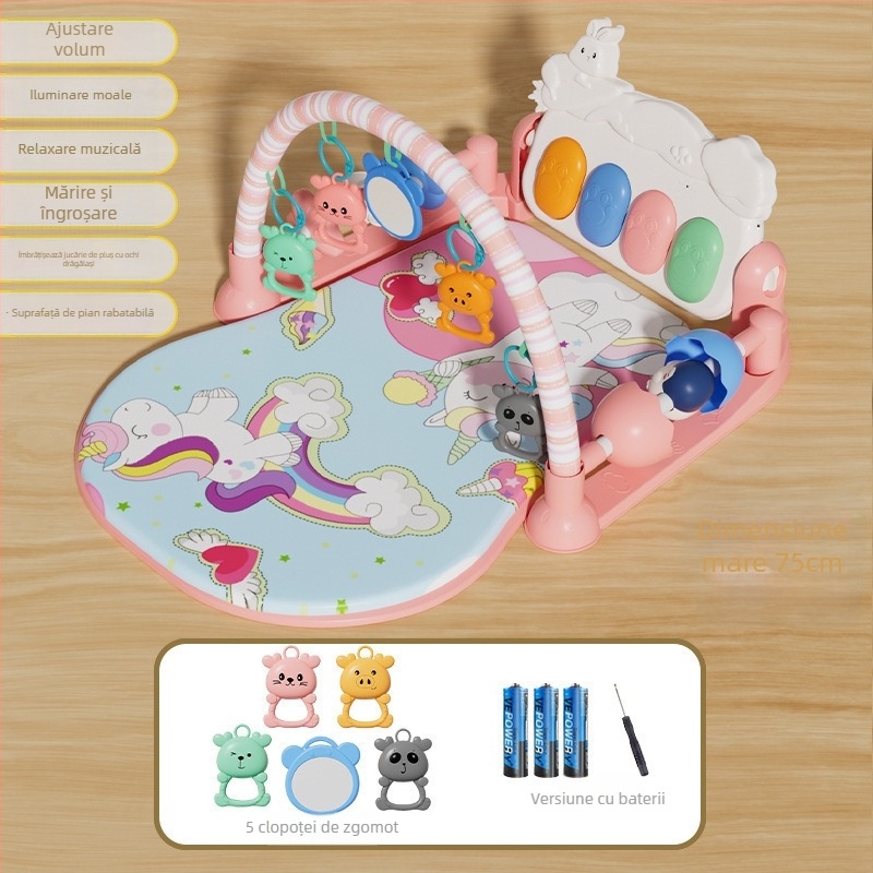 Gimnastică pentru bebeluși cu pian cu pedale – jucărie din plastic pentru 0–3 ani, 11 funcții