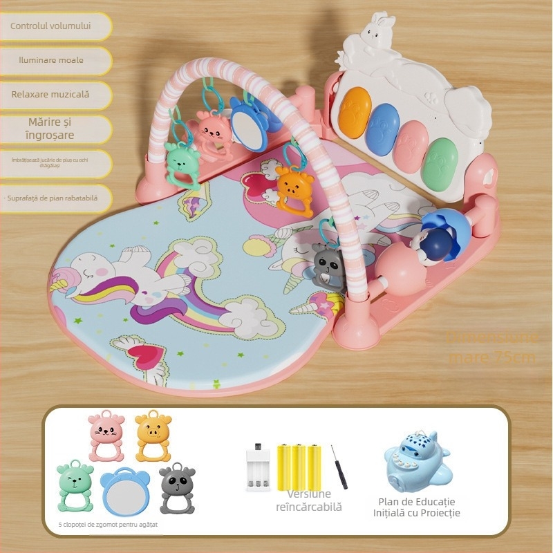 Gimnastică pentru bebeluși cu pian cu pedale – jucărie din plastic pentru 0–3 ani, 11 funcții