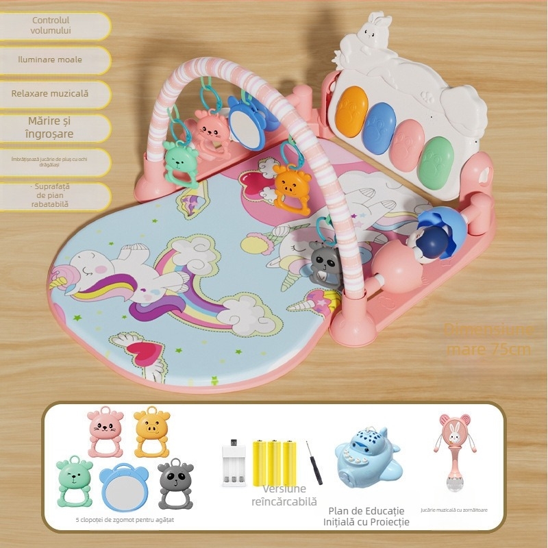 Gimnastică pentru bebeluși cu pian cu pedale – jucărie din plastic pentru 0–3 ani, 11 funcții