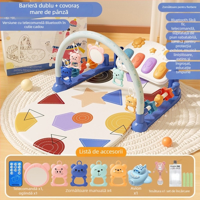 Gimnastică pentru bebeluși cu pian cu pedale – jucărie din plastic pentru 0–3 ani, 11 funcții