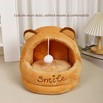 Cuib pentru pisici, design semiînchis, detașabil și lavabil, căsuță moale pentru pisici. Brand Jing Chong; Material: Pânză; Destinat pentru: Pisici