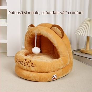 Cuib pentru pisici, design semiînchis, detașabil și lavabil, căsuță moale pentru pisici. Brand Jing Chong; Material: Pânză; Destinat pentru: Pisici