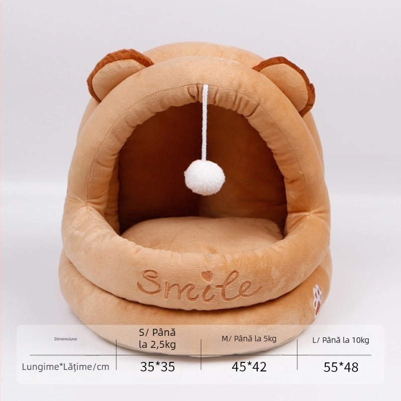 Cuib pentru pisici, design semiînchis, detașabil și lavabil, căsuță moale pentru pisici. Brand Jing Chong; Material: Pânză; Destinat pentru: Pisici