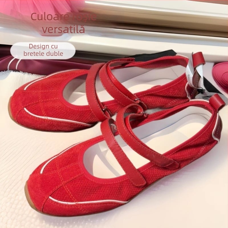 Pantofi Mary Jane pentru femei cu înălțime internă ascunsă, Velcro, partea superioară din piele, căptușeală din lână de oaie, talpă din cauciuc