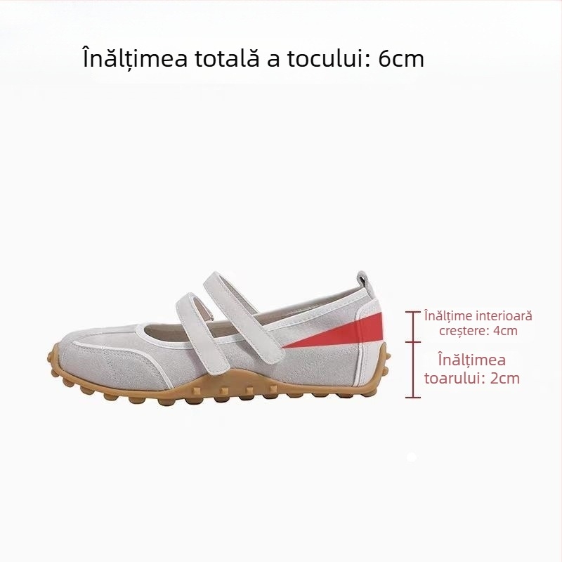 Pantofi Mary Jane pentru femei cu înălțime internă ascunsă, Velcro, partea superioară din piele, căptușeală din lână de oaie, talpă din cauciuc