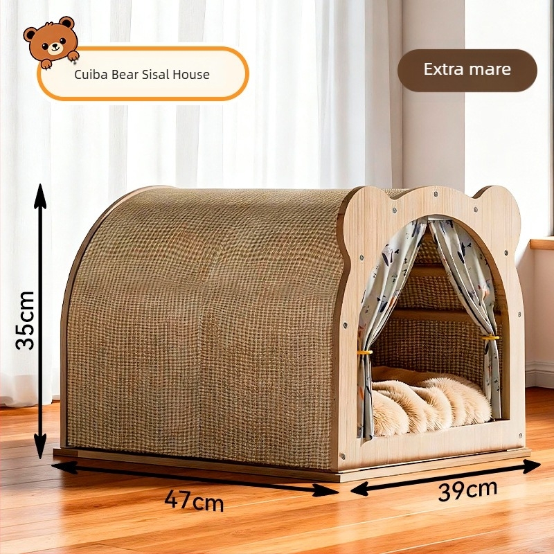 Leben Placă de zgâriere pentru pisici cu cuib – Totul într-unul, rezistent la zgârieturi, uzură, fără scăpare de păr, cuib pentru toate anotimpurile