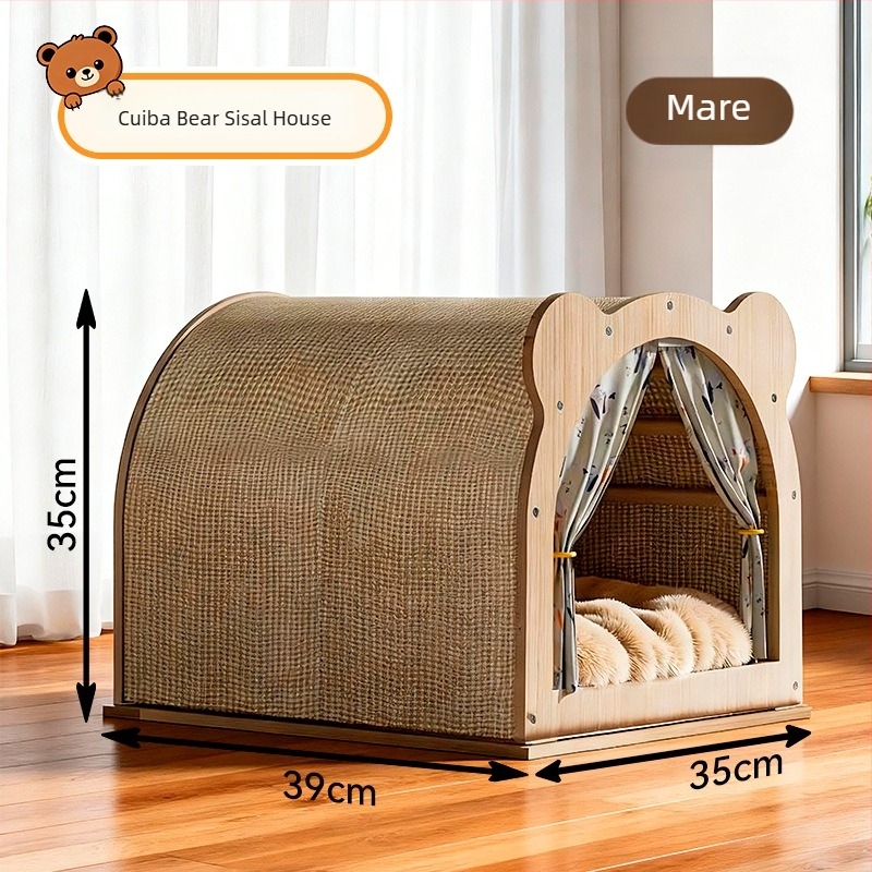 Leben Placă de zgâriere pentru pisici cu cuib – Totul într-unul, rezistent la zgârieturi, uzură, fără scăpare de păr, cuib pentru toate anotimpurile