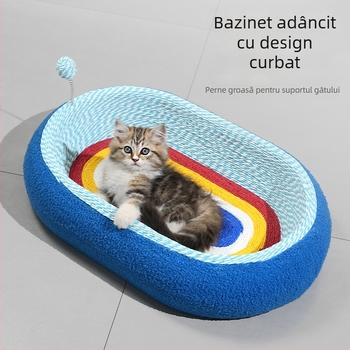 Cuib pentru pisici și placă de zgâriere — Tot în unu, pat pentru toate anotimpurile, din sisal, respirabil