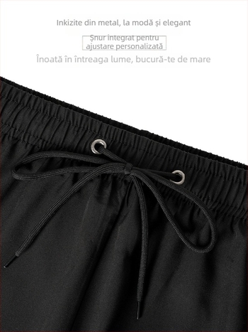 Pantaloni scurți de înot pentru bărbați, cu două straturi, uscare rapidă, țesătură stretch, 95% poliester + 5% spandex, GSM 120