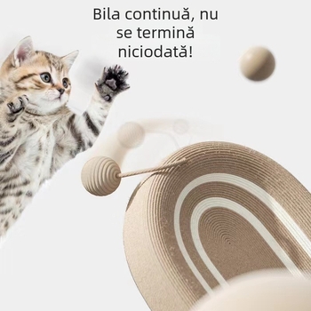 Placă de zgâriere încorporată cu jucărie cuib pentru pisici – din sisal, stil pastoral, pachet 1