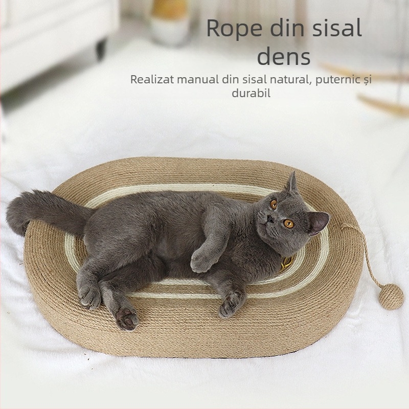 Placă de zgâriere încorporată cu jucărie cuib pentru pisici – din sisal, stil pastoral, pachet 1