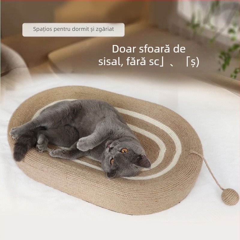 Placă de zgâriere încorporată cu jucărie cuib pentru pisici – din sisal, stil pastoral, pachet 1