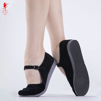 Pantofi de dans, partea superioară din pânză, talpă din cauciuc, talpă plată, femei pentru dansuri etno-folclorice