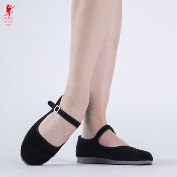 Pantofi de dans, partea superioară din pânză, talpă din cauciuc, talpă plată, femei pentru dansuri etno-folclorice