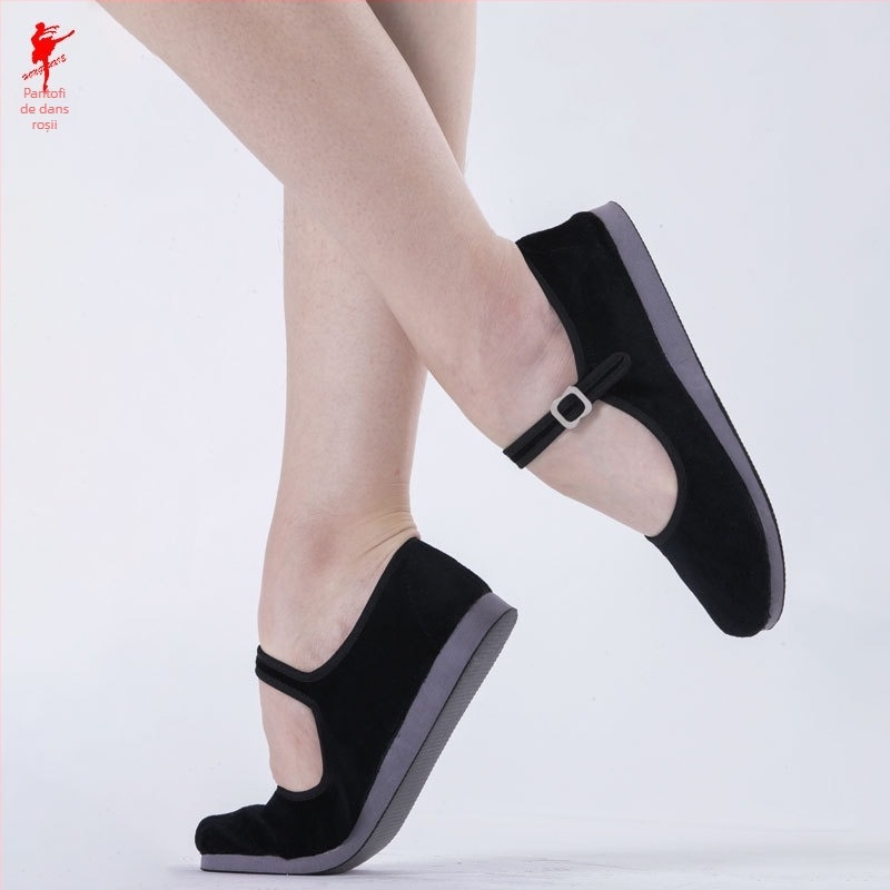 Pantofi de dans, partea superioară din pânză, talpă din cauciuc, talpă plată, femei pentru dansuri etno-folclorice