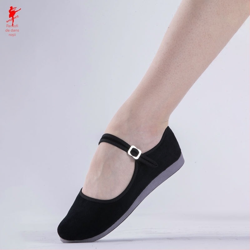 Pantofi de dans, partea superioară din pânză, talpă din cauciuc, talpă plată, femei pentru dansuri etno-folclorice