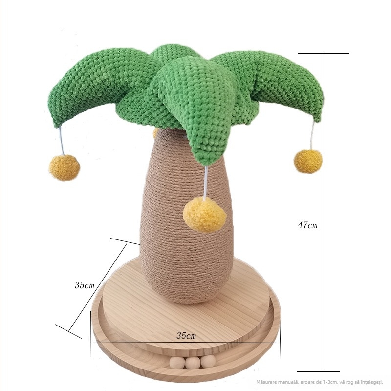 Miller Post de zgâriere pentru pisici cu frânghie de cânepă, placă densă, flanelă și spumă — stil pastoral