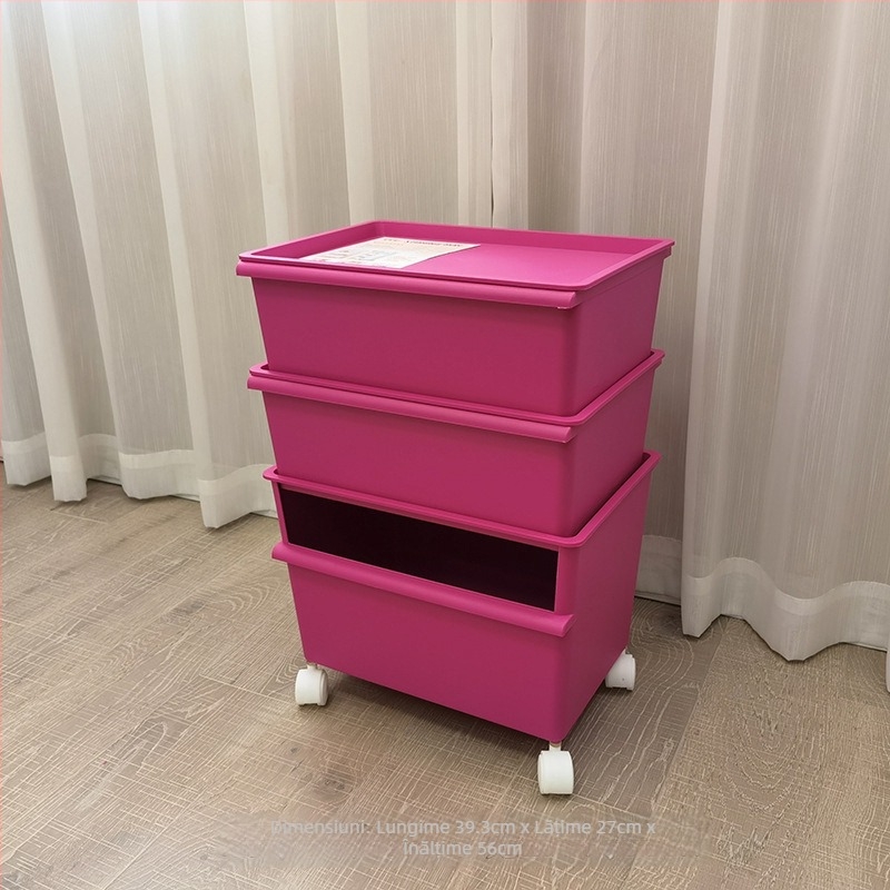 Cutie de depozitare din plastic cu roți, două etaje pentru jucării, capacitate 40–50 L