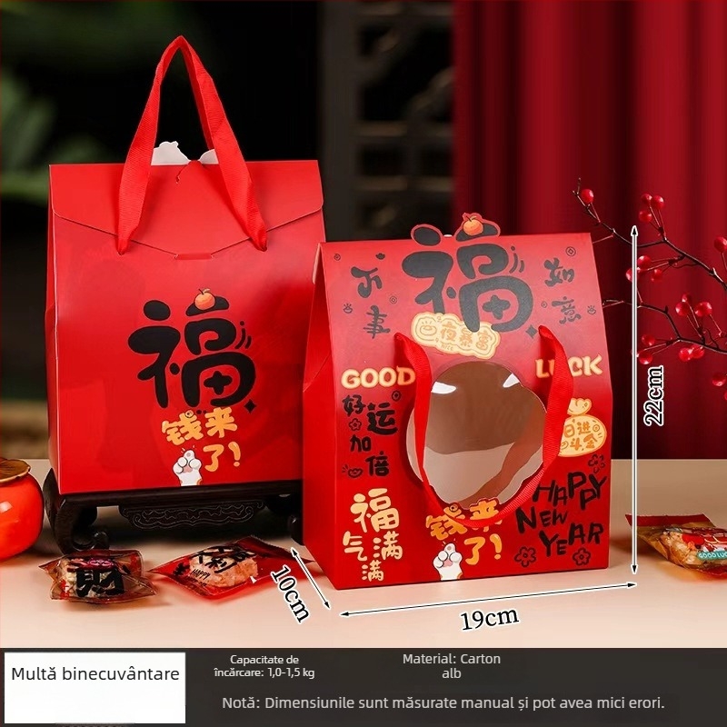 Cutie cadou pentru gustări în stil chinezesc, set de 5 bucăți, carton imprimat, potrivit pentru cadouri