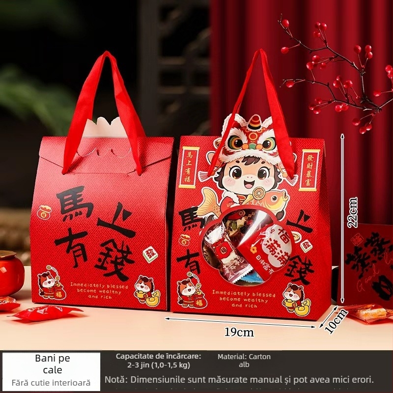 Cutie cadou pentru gustări în stil chinezesc, set de 5 bucăți, carton imprimat, potrivit pentru cadouri