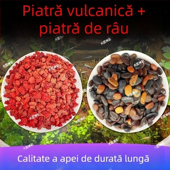 Kit decorativ cu pietre vulcanice pentru acvarii și amenajări peisagistice, cu substrat de fund