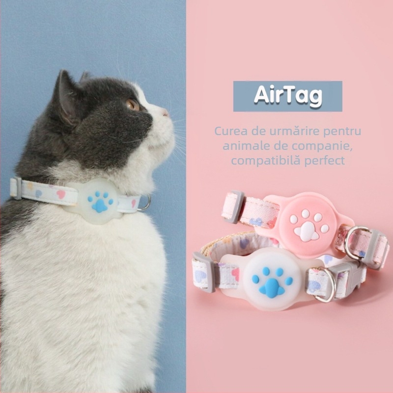 Capac protecție AirTag pentru zgarda animalelor de companie, model punct, din bumbac-poliester, stil prințesă